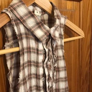 Free People - plaid cropped high/low ruffled tank